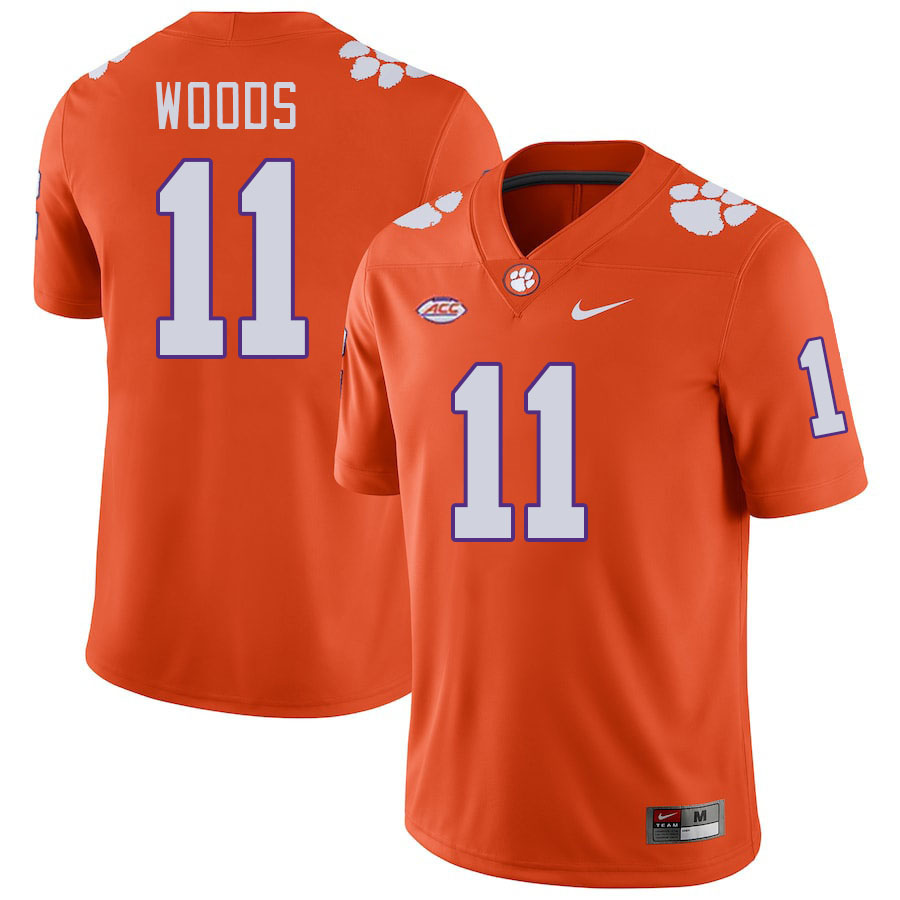 Men's Clemson Tigers Peter Woods #11 College Orange NCAA Authentic Football Stitched Jersey 23XR30CQ